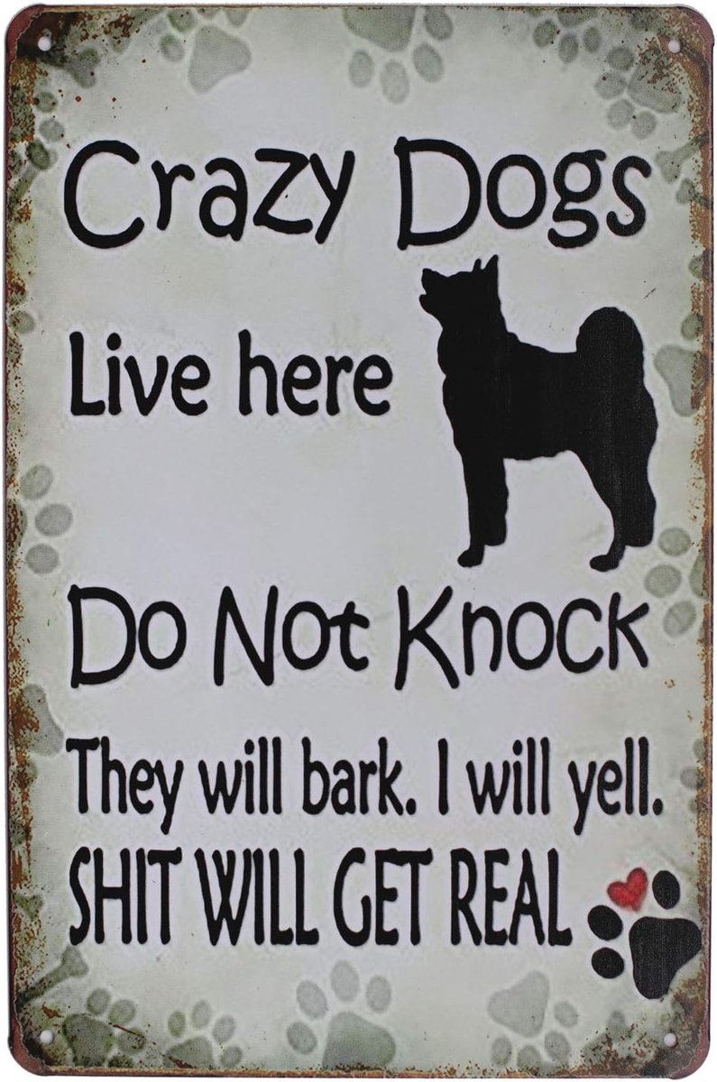 Dogs Live Here Do Not Knock Shit Will Get Real Vintage Metalen bord Poster Wandbord Muur Decoratie Metalen bord Deurbord