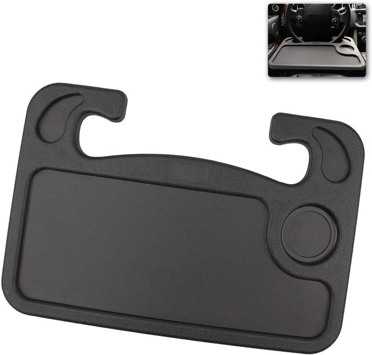Stuurwiel Bureau Haak op Stuurblad, Draagbare Voedseltafel Laptop Schrijfbureau voor Bestuurders, Forenzen & Truckers (Zwart)