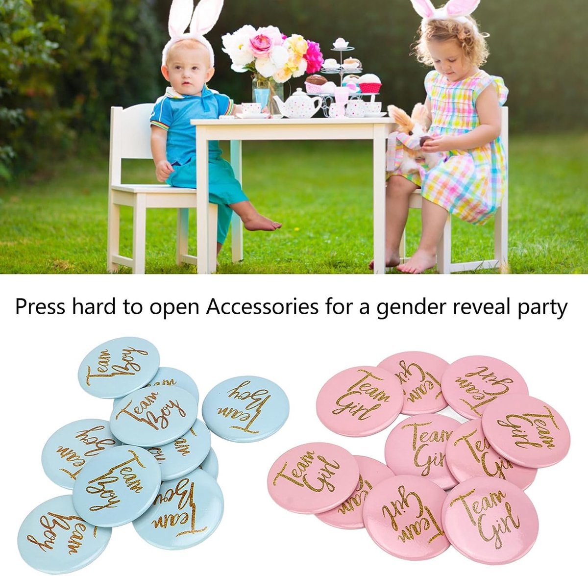 Reveal Button Pins, Team Boy Team Girl Gender Reveal Stickers, Blauw Roze Ronde Shirt Pins, Baby Shower Feestartikelen, Decoraties en Benodigdheden