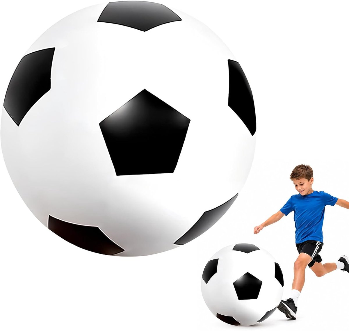 Voetbal van rubber, XXL voetbal Ø 80 cm groot, opblaasbare speelbal | Outdoorspellen voor kinderen met mega veerkracht, opblaasbare voetbalballen voor meisjes, speelbal voor jongens of als cadeau