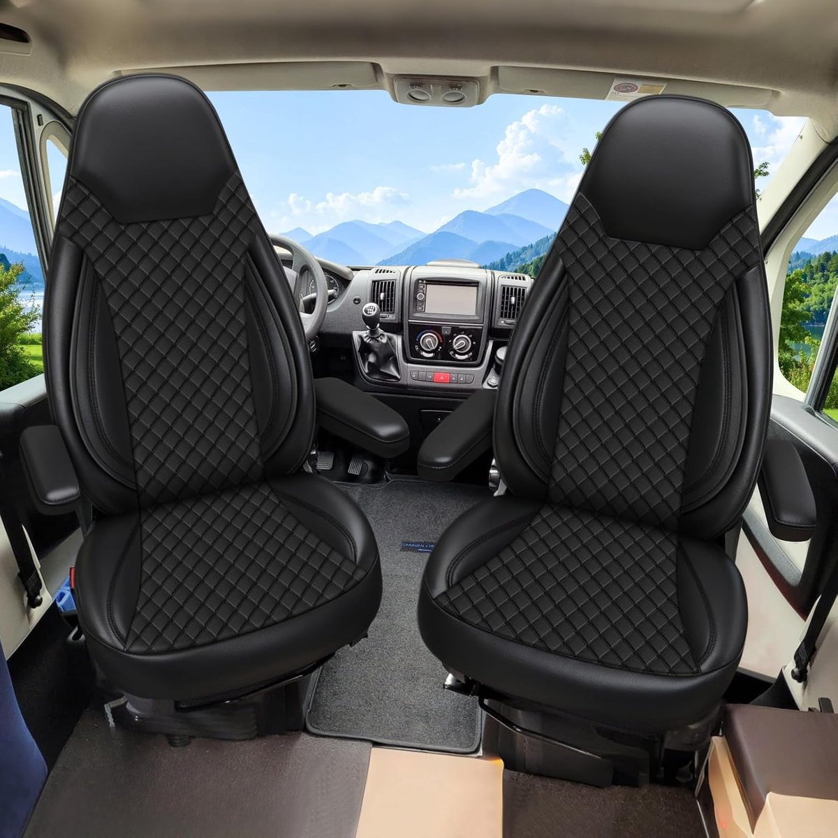 stoelhoezen voor FIAT Ducato Citroen Jumper Peugeot Boxer lederen autostoelhoezen stoelbekleding auto voorstoelen, zwart