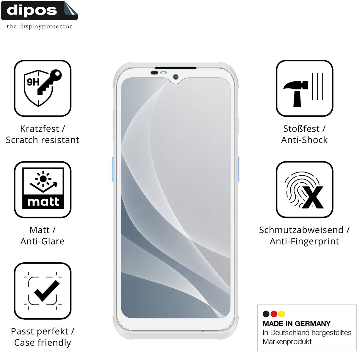 dipos – 2x Matte Pantserfolie geschikt voor Conker SX65 HC | 9H Screenprotector