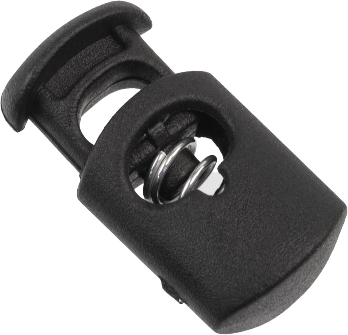- Set van 14 veerklemmen 11 mm met 1 gat - opening 4 mm - van plastic - kleur zwart - aanpassing veter kleding accessoires