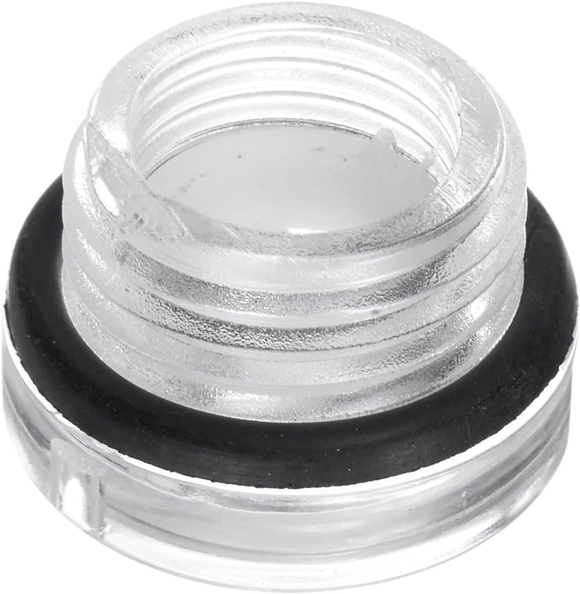 Luchtcompressor, oliezoeker, glas, M16 x 1,5 mm, mannelijk, vloeistof, vulniveau, kunststof, rond, oliekop, raam met O-ring, voor luchtcompressor, aansluitingen, verloopstuk, transparant