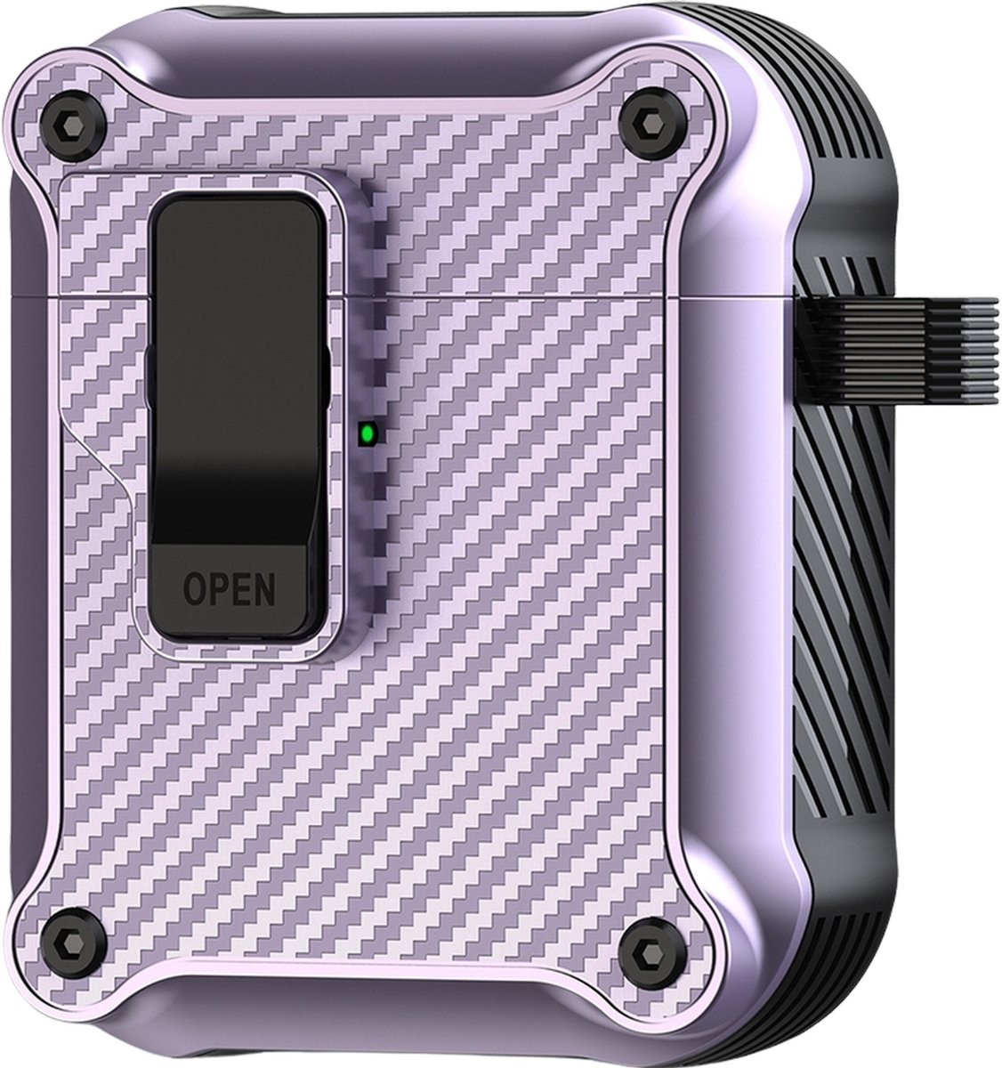 Mobigear Hoesje geschikt voor Apple AirPods 1 Hardcase Hoesje | Mobigear Racing Clip - Paars