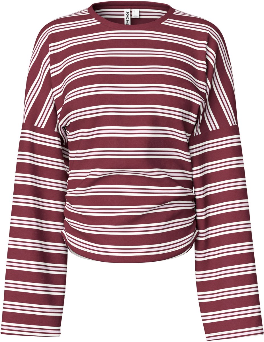 Pieces T-shirt Pcalli Ls O-neck Top 17167685 Windsor Wine/orchid Ice Cloud Dan Dames Maat - L