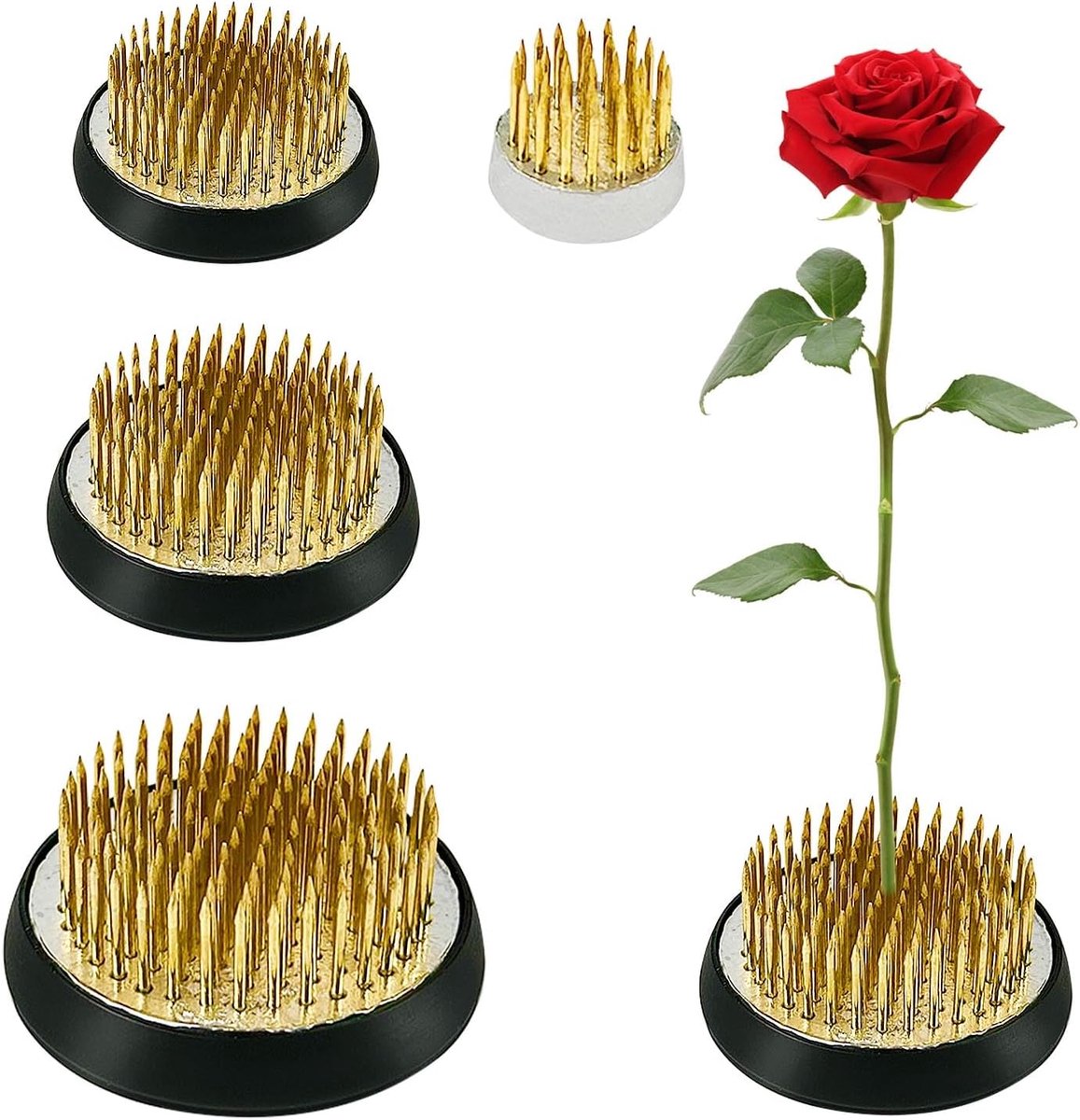 SnelShoppen - Ikebana Egel, 4 Stuks Ronde Kenzan, Herbruikbare Bloemkikker voor Woonkamer, Tuin, Kantoor en Bloemenwinkel
