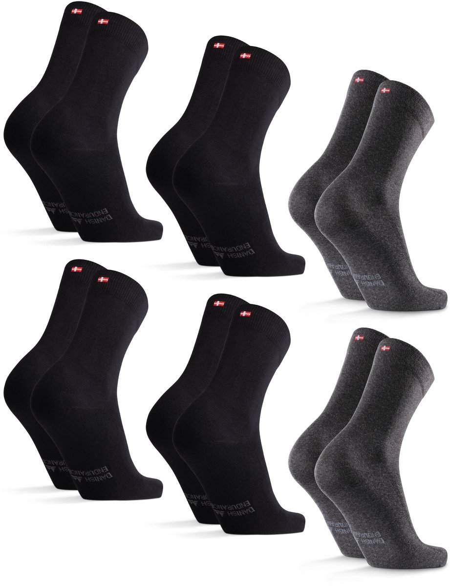 DANISH ENDURANCE Katoenen Sokken - Klassieke Stijl - Unisex - 6 paar - Maat 39-42