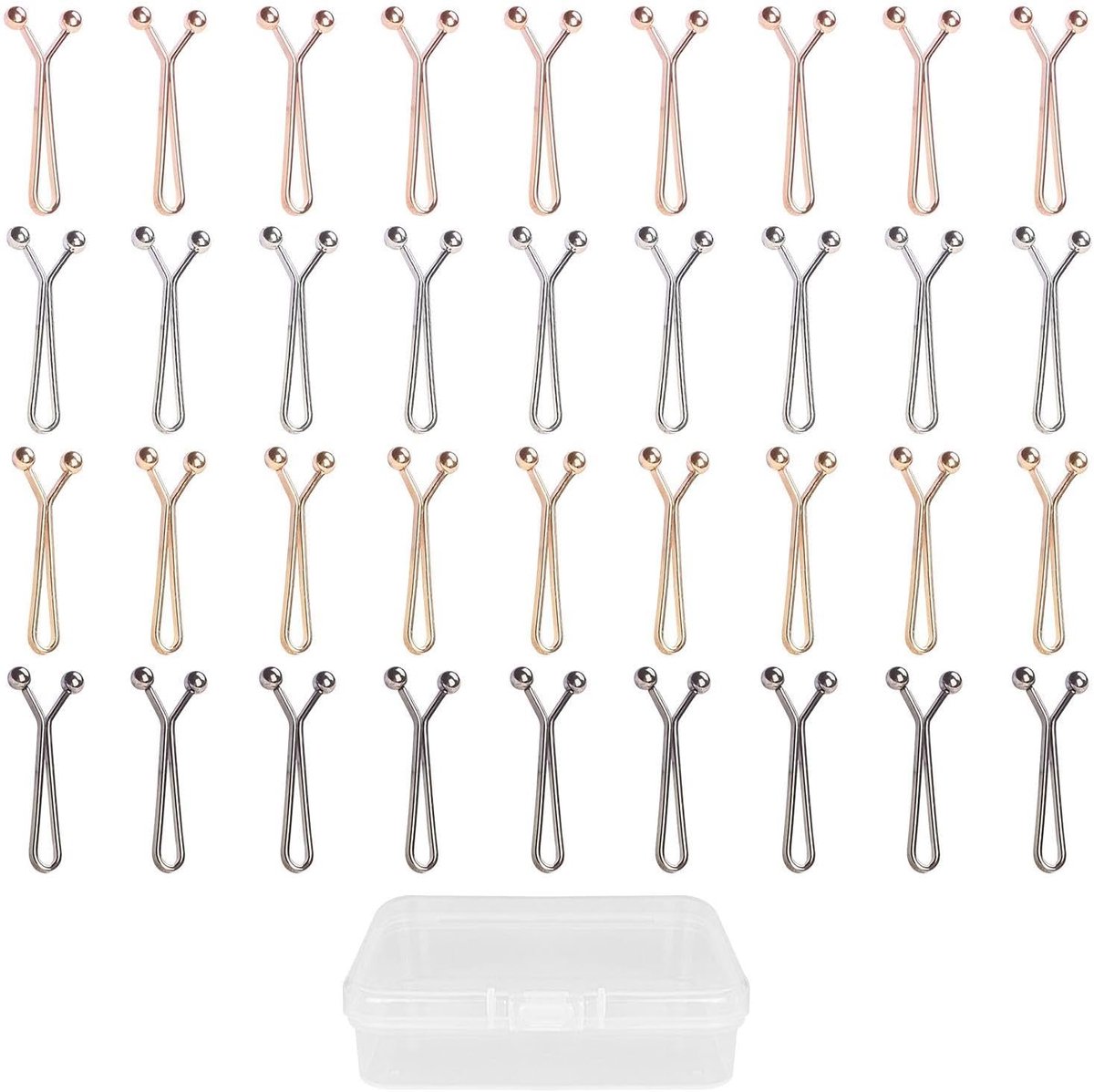 36 Anti-Glare U-Vormige Clips, 1 Transparante Opbergdoos, Zijden Sjaal Bevestiging Clip, Verstelbare Naad-Vrije Taille Gesp, King Decoratie Accessoires.