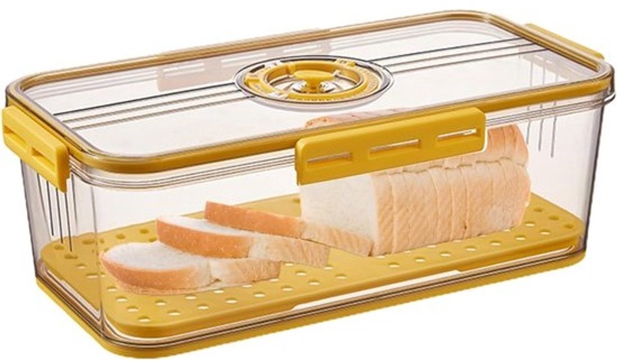 Broodtrommel met Tijdregistratie - Broodcontainer Opslag - Brood Vers Houden - Instelbaar Luchtventiel - 33.5L x 18.5B x 12H cm