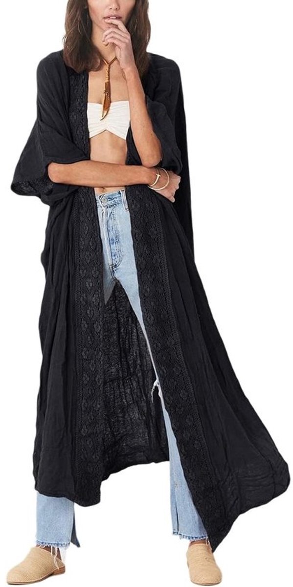 Luchtige Kimono Strandjurk met Halve Mouw - Badpak Cover-up voor Dames