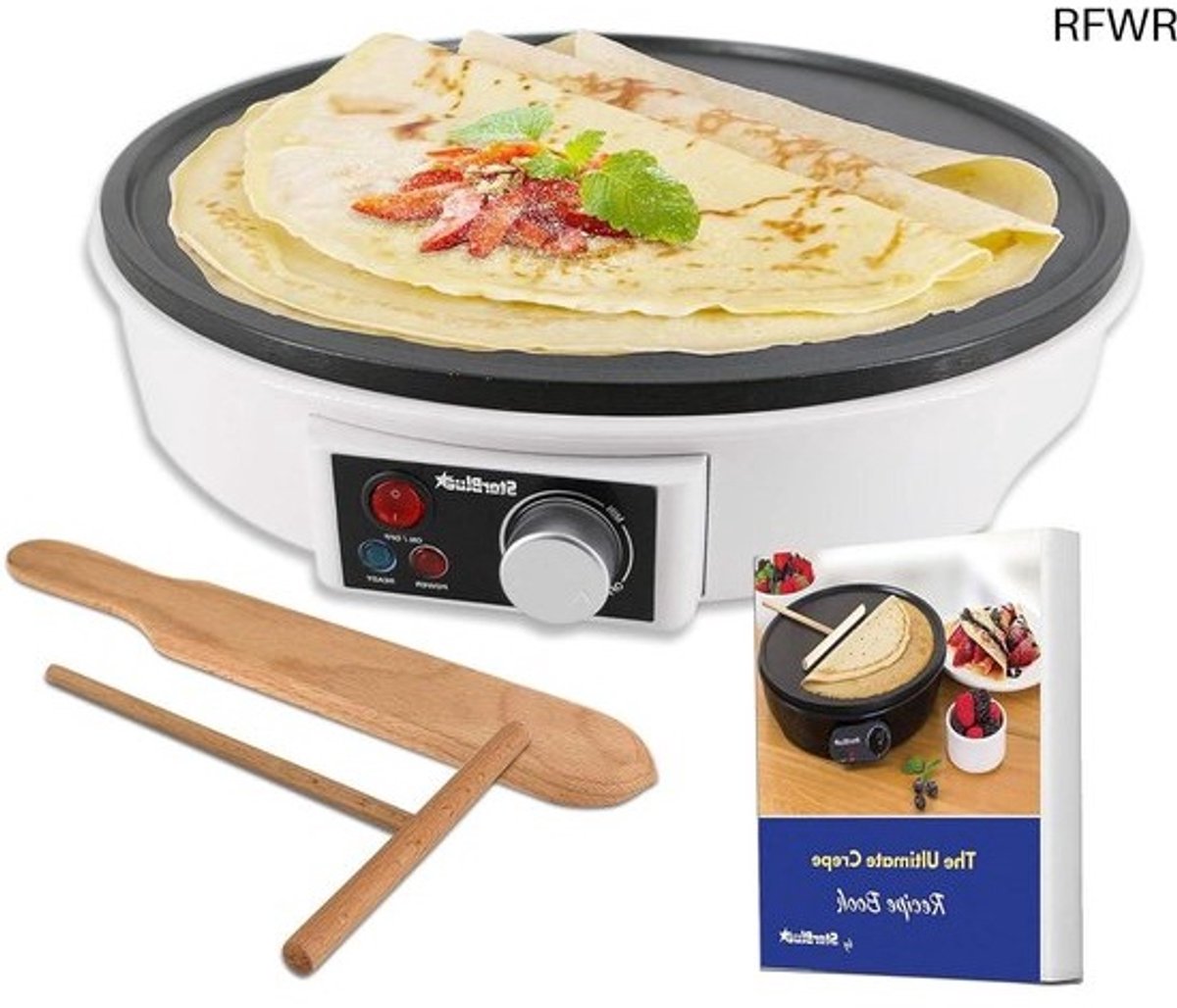 RFWR® Elektrische Pannenkoek- en Crêpemaker 30,5 cm met Gratis Recepten E-Book - 1000W
