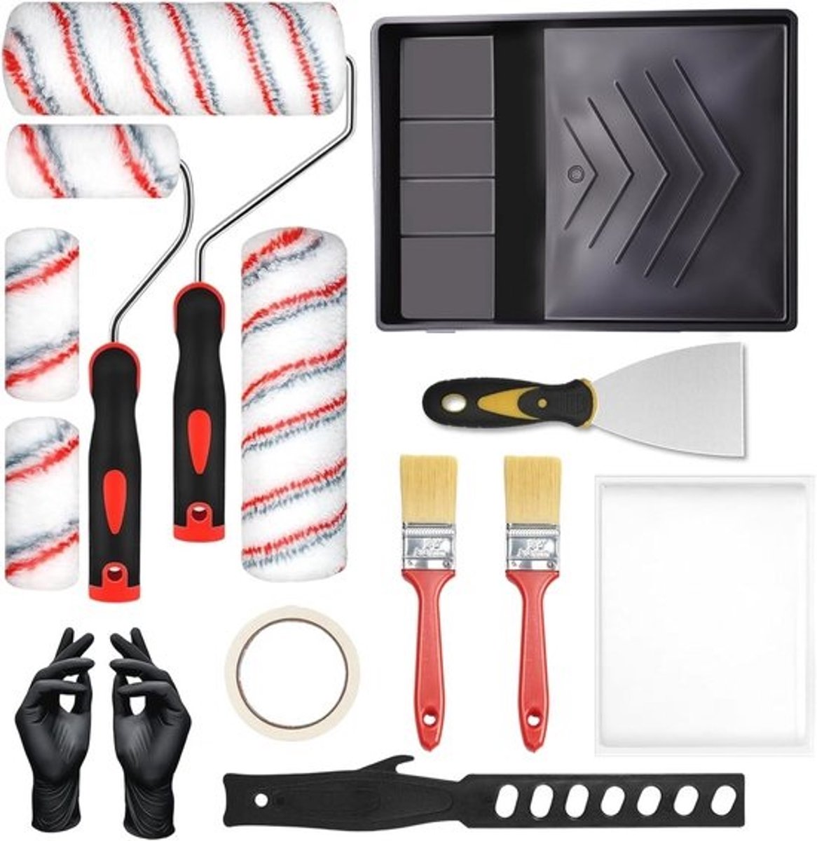 Complete schilderset met verfrollers en accessoires - 15-delig