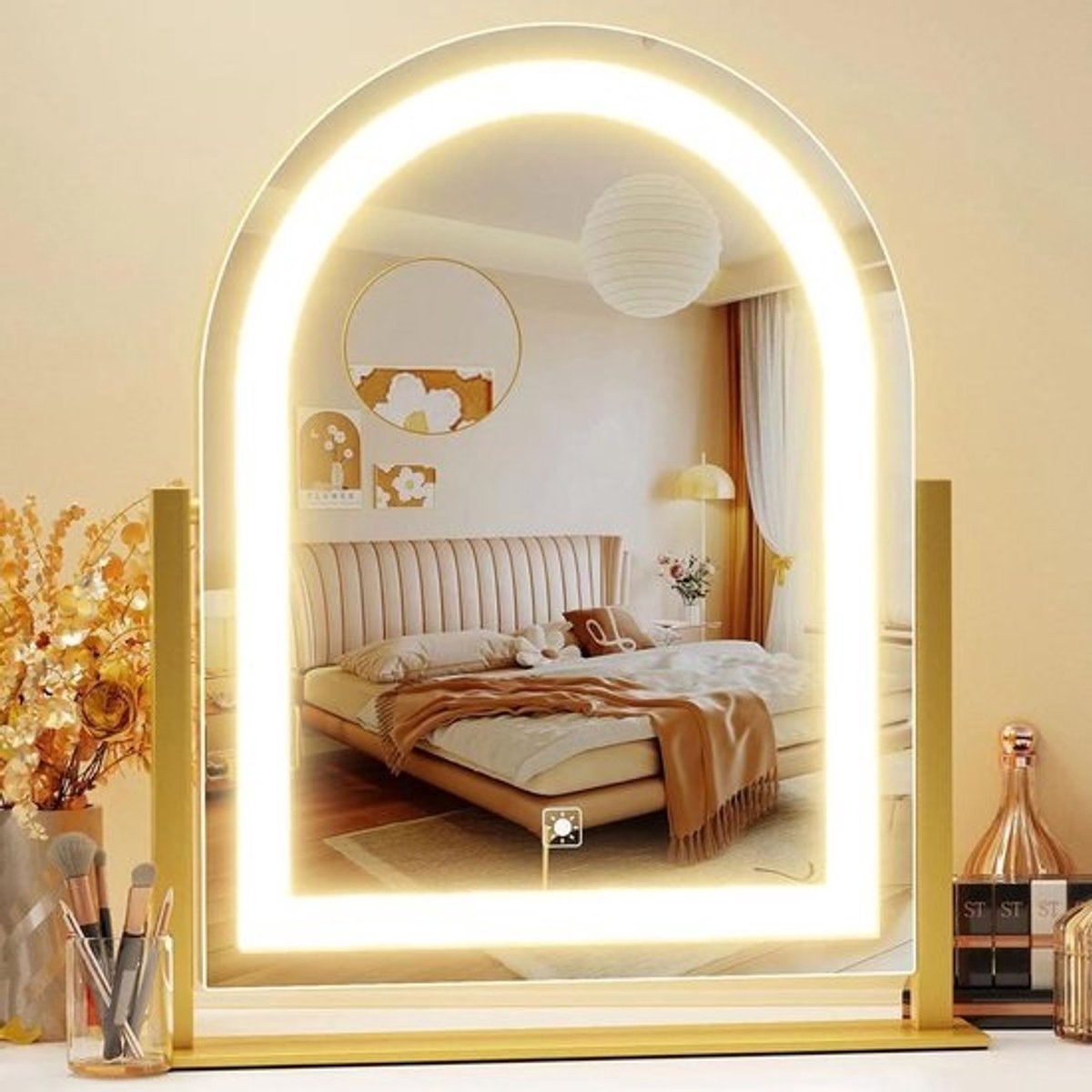 Grote LED Make-up Spiegel met Verlichting en 360° Rotatie