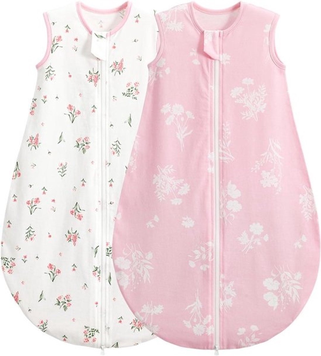Babyslaapzak Katoen - Trappelzak Zomer - Veilige Nachtrust - Natuurlijk Katoen Ademend - 70 cm - Bloemen Roze