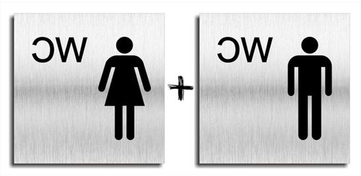 Deurbordjes Toilet - WC Borden - Aanwijzen Toiletten - Aluminium Composiet - 12x12cm - Zilver