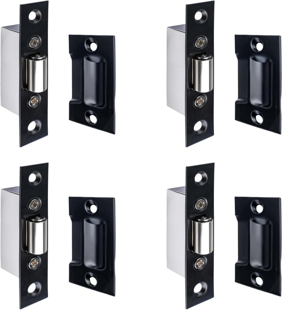 Stalen Kastdeurvergrendeling voor Keukenmeubels, Geluidsdempende Soft Close Bump Stop, 4 Stuks, Zwart