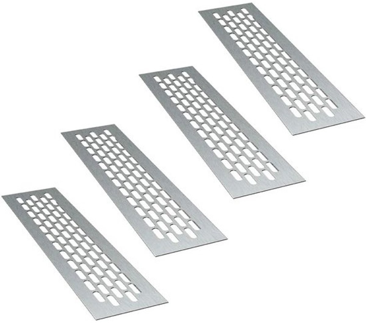 Set van 4 Rechthoekige Aluminium Ventilatie Roosters 24,5 x 6 cm voor Afvoer en Ventilatie