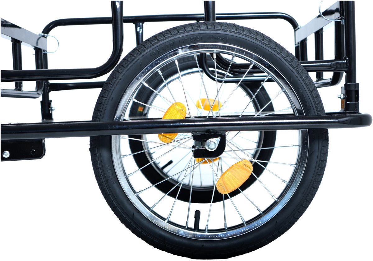 COVREO Bagagefietskar 127 x 69 x 50 cm zwart staal - 50 kg draagvermogen - inklapbaar - transport