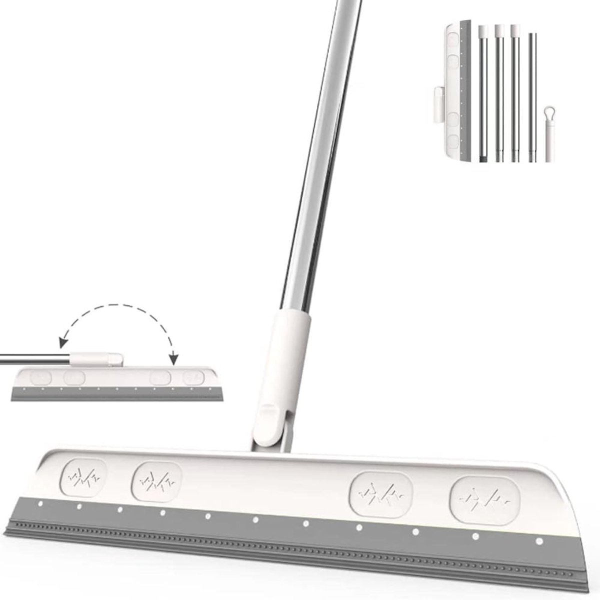 Waterafvoer en vloerreiniger 120 cm met lange handgreep voor douche en ramen, grijs