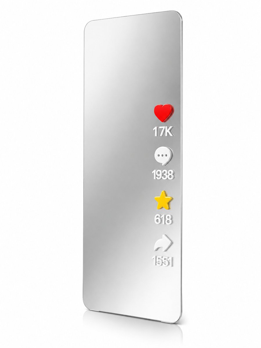 UNIEGG® Social Spiegel Decoratie met Likes, Reacties, Favorieten & Shares - Transformeer je spiegel - Bekijk jezelf door de ogen van social media - een echte blikvanger