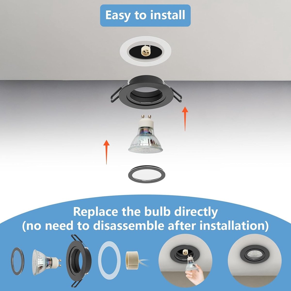 Inbouwspot - Zwart - 68 mm - Aluminium Waterdicht - Voor Badkamer