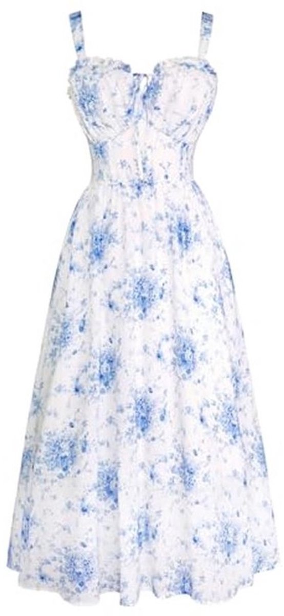 Zomerjurk met Bloemenprint - Casual A-lijn Mouwloos Midi Jurk voor Strand en Feest