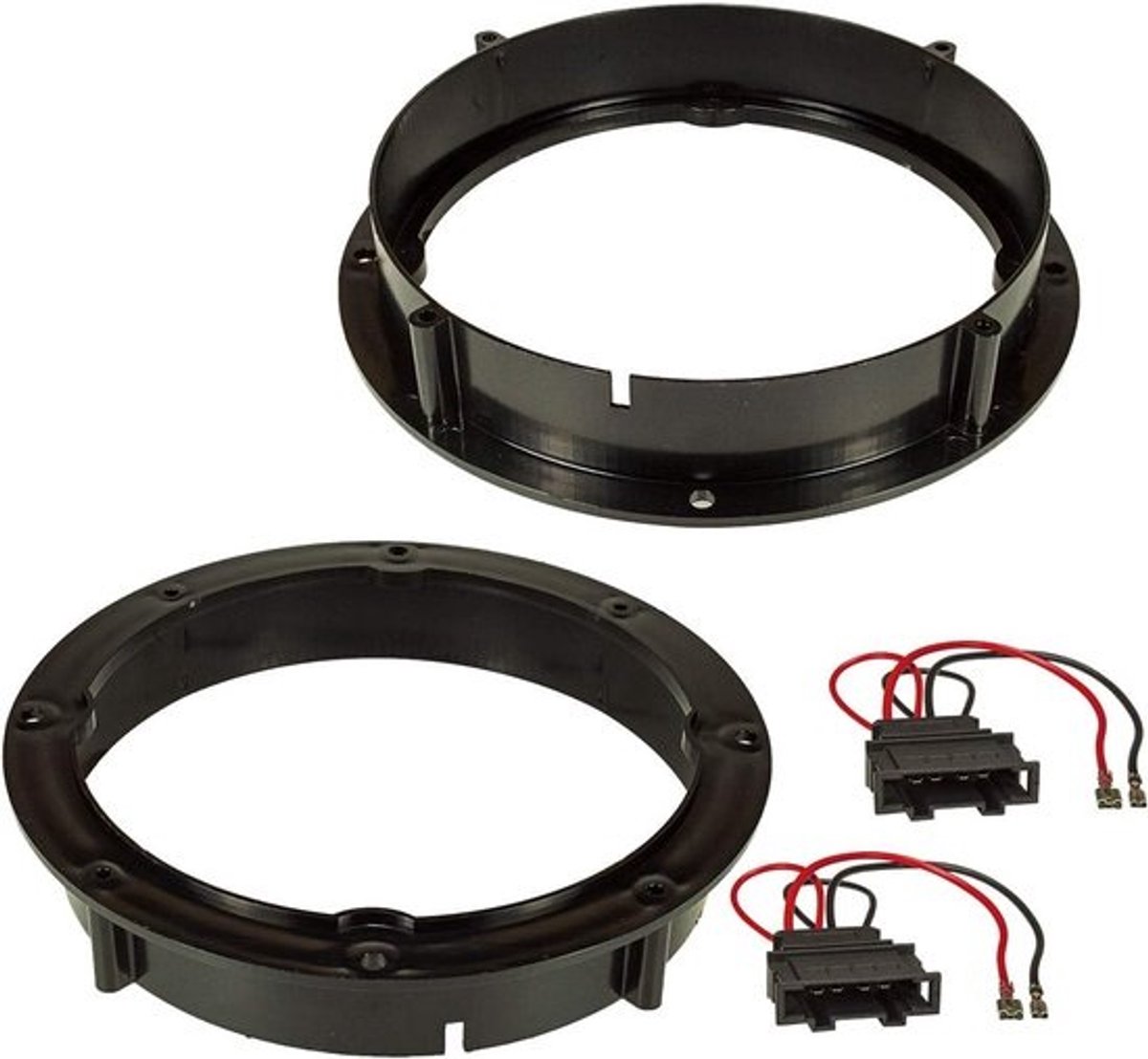 Luidsprekerringen adapter + kabel voor VW Golf 6, 7, Passat, Polo, Up, Beetle, Seat Arosa, Mii, Toledo, Skoda Roomster en City Go voor 165 mm DIN-luidsprekers