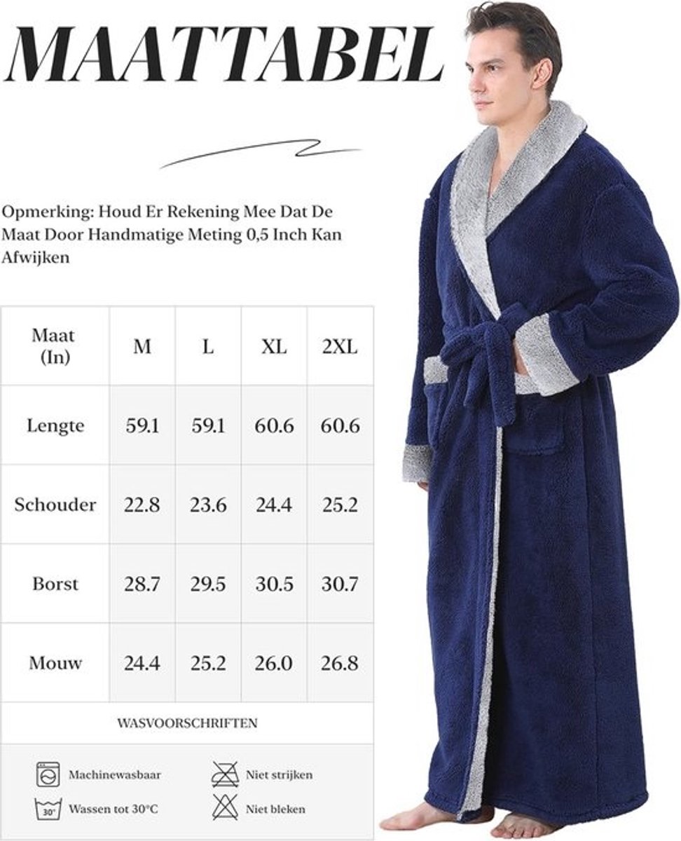 Winter Lange Badjas voor Heren - Pluizige Badjas Ideaal voor Kerstcadeaus