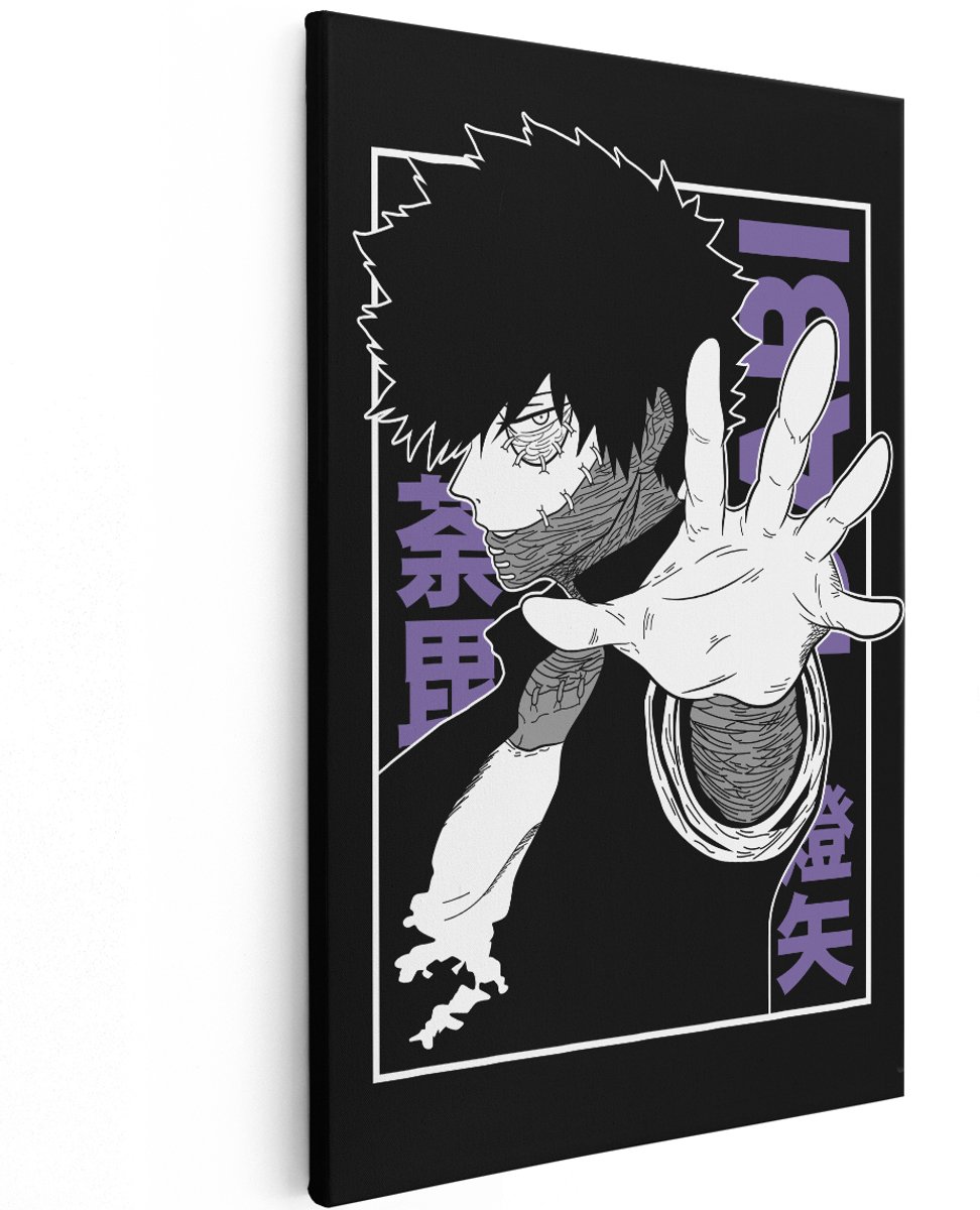 Artaza Canvas Schilderij Dabi - 120x180 cm - Groot - Wanddecoratie Anime - Muurdecoratie My Hero Academia - Decoratie Slaapkamer Zwart Wit