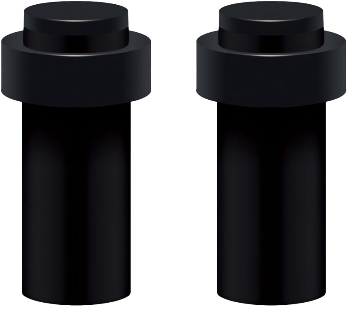 Deurstopper - RVS met rubberen deurbuffer - voor vloer of wand - Set van 2 - Ø 32 mm, hoogte 80 mm