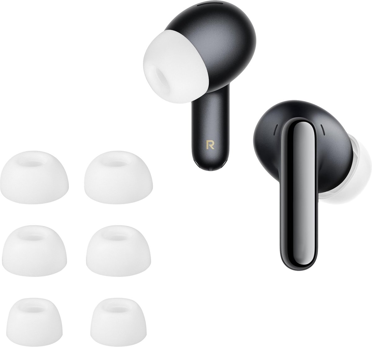 kwmobile 6x cover voor in-ear oortjes geschikt voor Xiaomi Redmi Buds 8 Pro - Vervangende oordopjes van siliconen in wit - 3 maten