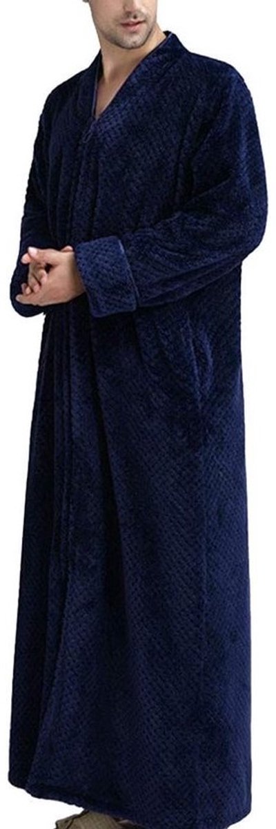 Fleece Badjas met V-Hals en Rits, Wafelstructuur, Plus Size, Voor Mannen en Vrouwen