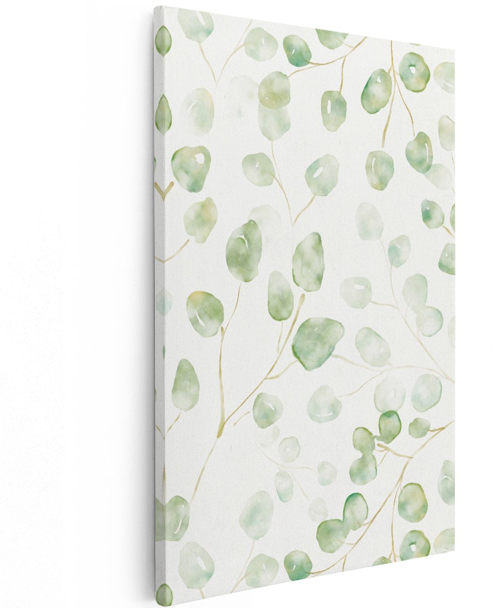 Artaza Canvas Schilderij Eucalyptus - 120x180 cm - Groot - Wanddecoratie Japandi - Muurdecoratie Botanisch - Decoratie Groene Takken