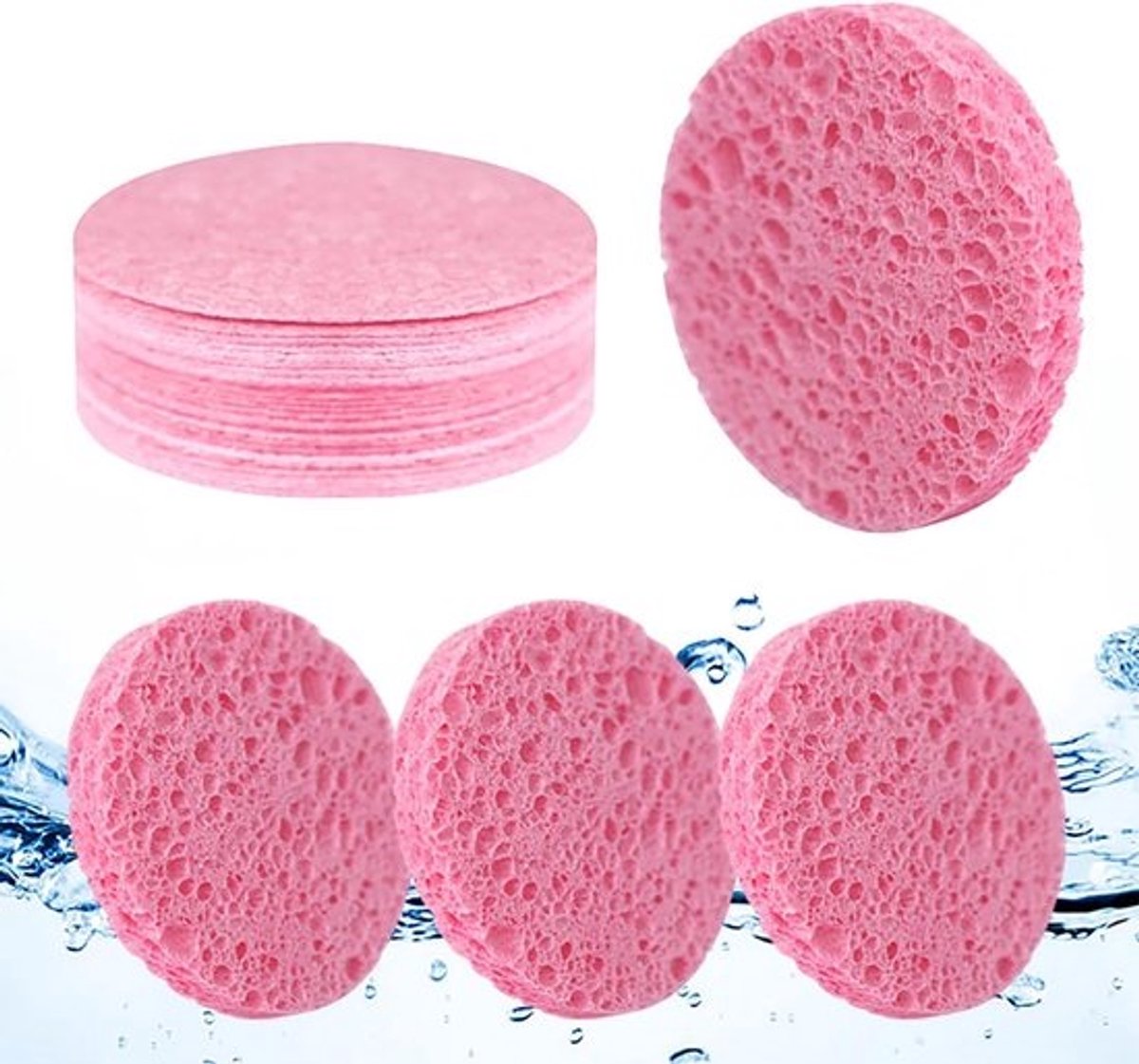 Gezichtssponzen - Reinigingssponzen - Make-up Verwijderen - Gecomprimeerd - 25 Stuks - Roze