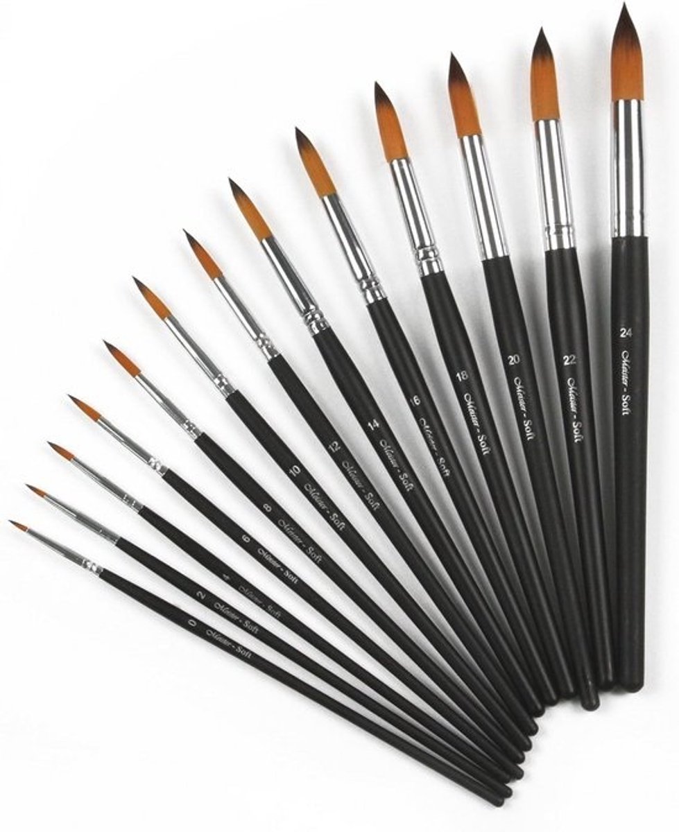 Ronde Schilderskwasten Set (13-delig) - Professionele Kwaliteit - Maten 0 t/m 24