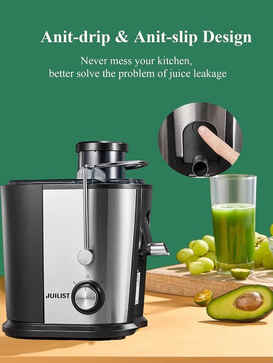 Sapcentrifuge Groenten Fruit - Snel Persen - Gezond Leven - 2 Snelheden Instelbaar - 600 Watt Vermogen - Zilver — afbeelding 4