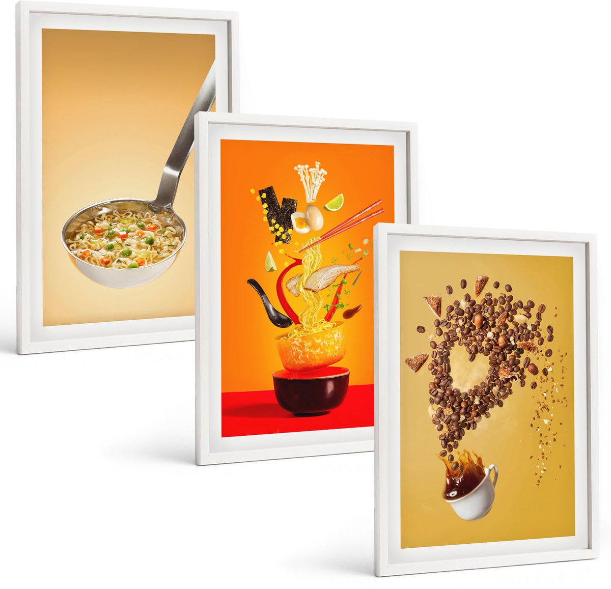 Wallfluent 3-Delige Schilderij Set - Keuken, Eten En Drinken Thema'S - 40 x 60 - Moderne Wanddecoratie - Woonkamer - Interieur Decoratie