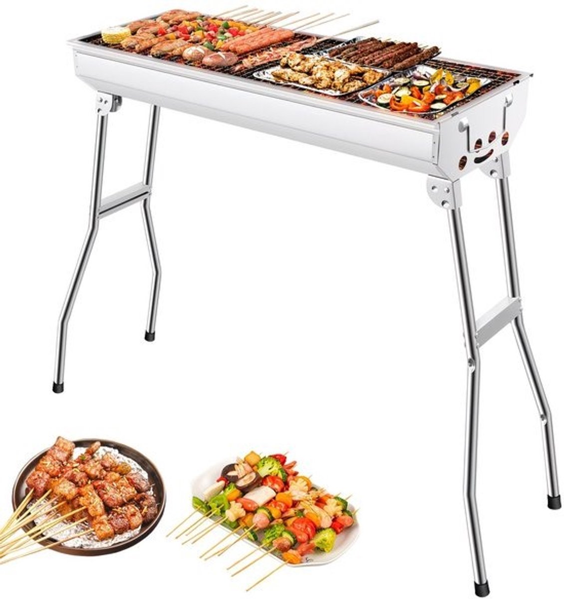 Opvouwbare Roestvrijstalen Houtskoolgrill – Draagbare BBQ Grill voor Buiten