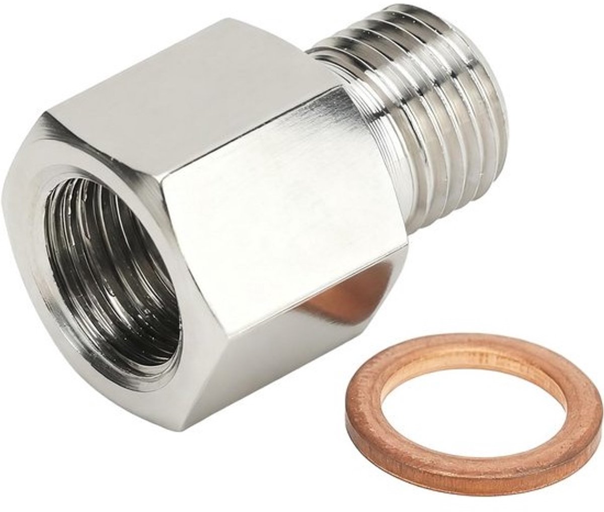 Schroefadapter Manometer 1/8 Inch NPT Binnen naar M10x1.0 Buiten Stainless Steel met Afdichting