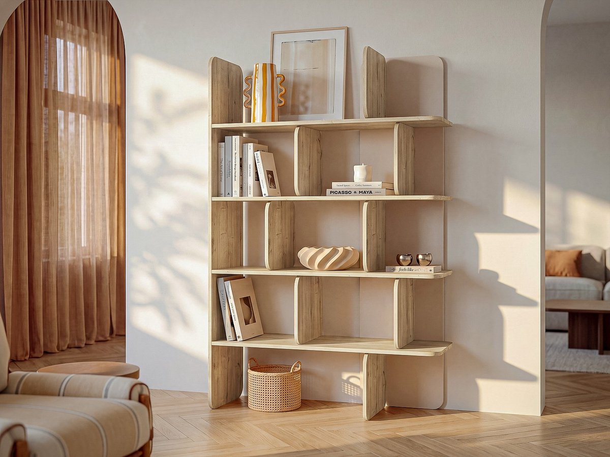 Vente-unique Wandplank met 4 planken - Natuurlijk licht en Beige MINALVA