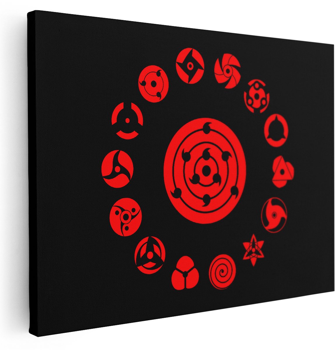 Artaza Canvas Schilderij Sharingan Ogen - 160x120 cm - Groot - Wanddecoratie Anime Naruto - Muurdecoratie Rinnegan - Kamer Accessoires Mannen