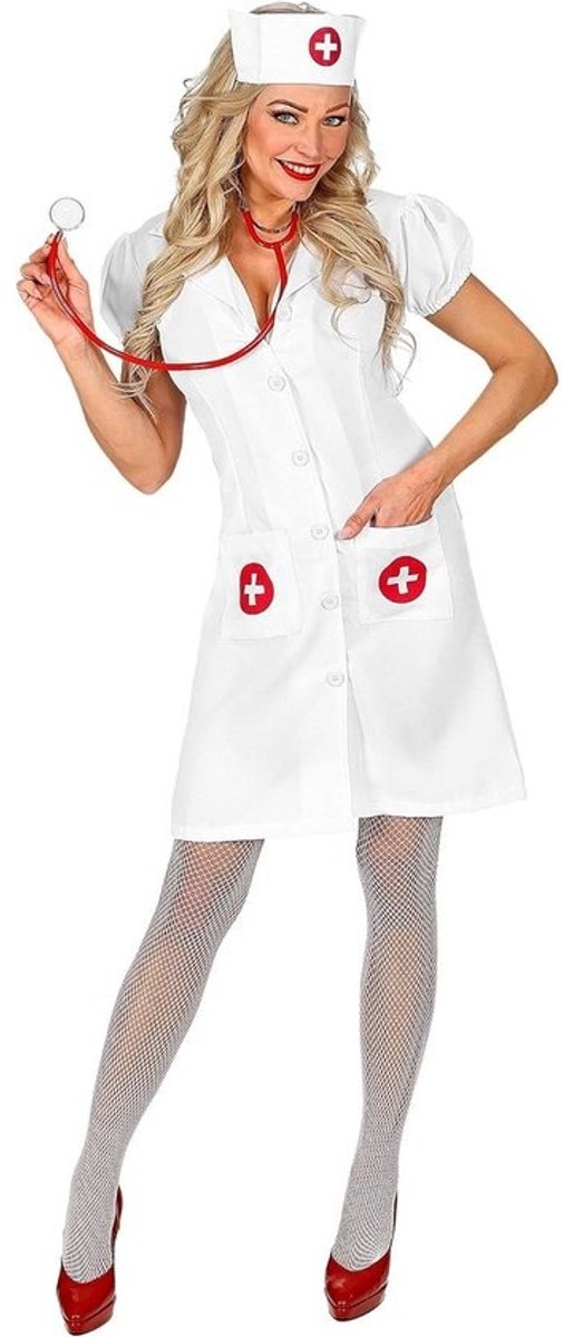 Sexy Verpleegster Kostuum M - Korte Jurk met Kruisopdruk