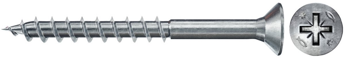 Fischer 300x Power-Fast II FPF II CZP 3 x 40 mm BC verzonken kop met kruiskop PZ1 deeldraad galvanisch verzinkt blauw gepassiveerd - 670051