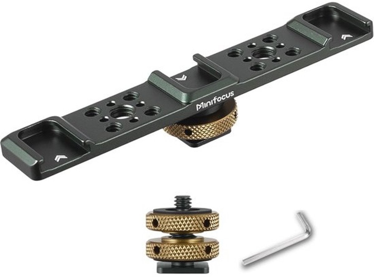 Aluminium Triple Cold Shoe Mount Bracket met 1/4'' Adapter voor Camera Accessoires