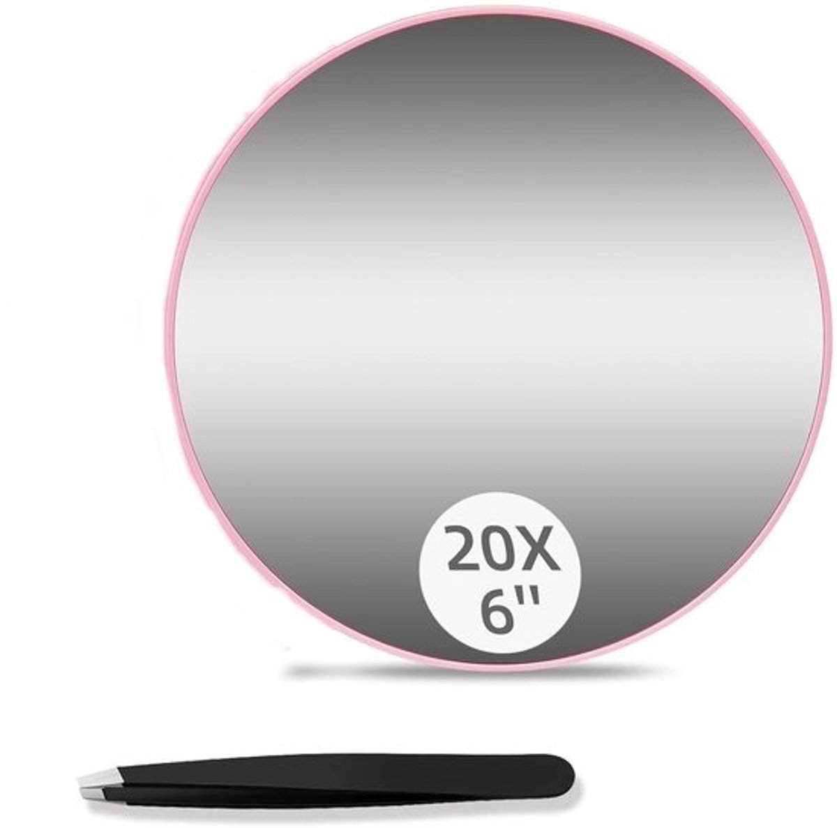 Make-up Spiegel - 20x Vergroting - Zuignap Spiegel - Mini Make Up Spiegel - Magnifying Mirro - Vergrootspiegel met Zuignap - Geschikt voor thuisgebruik, schoonheidssalons en reizen - Ø15cm - Roze