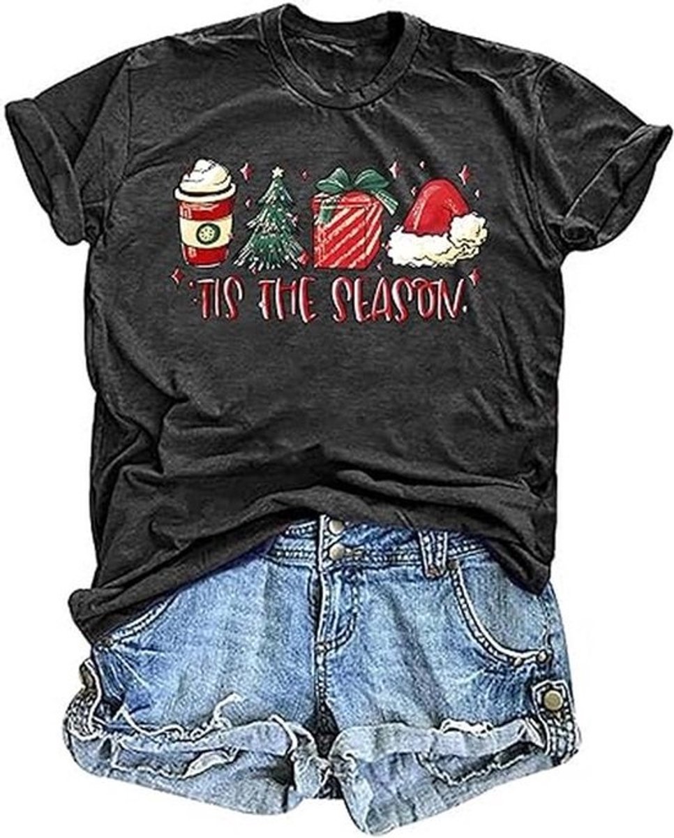 tiorhooe Kerst-T-shirt dames grappig kerstboom T-shirt lelijke kerstshirt