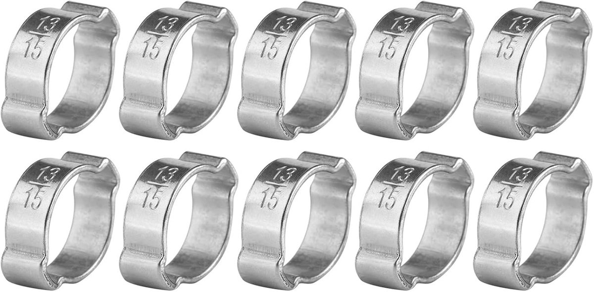 Gegalvaniseerde Oorslangklemmen voor Brandstof en Slangen - 10 Stuks voor 13-15 mm Siliconen of Rubberen Slangen