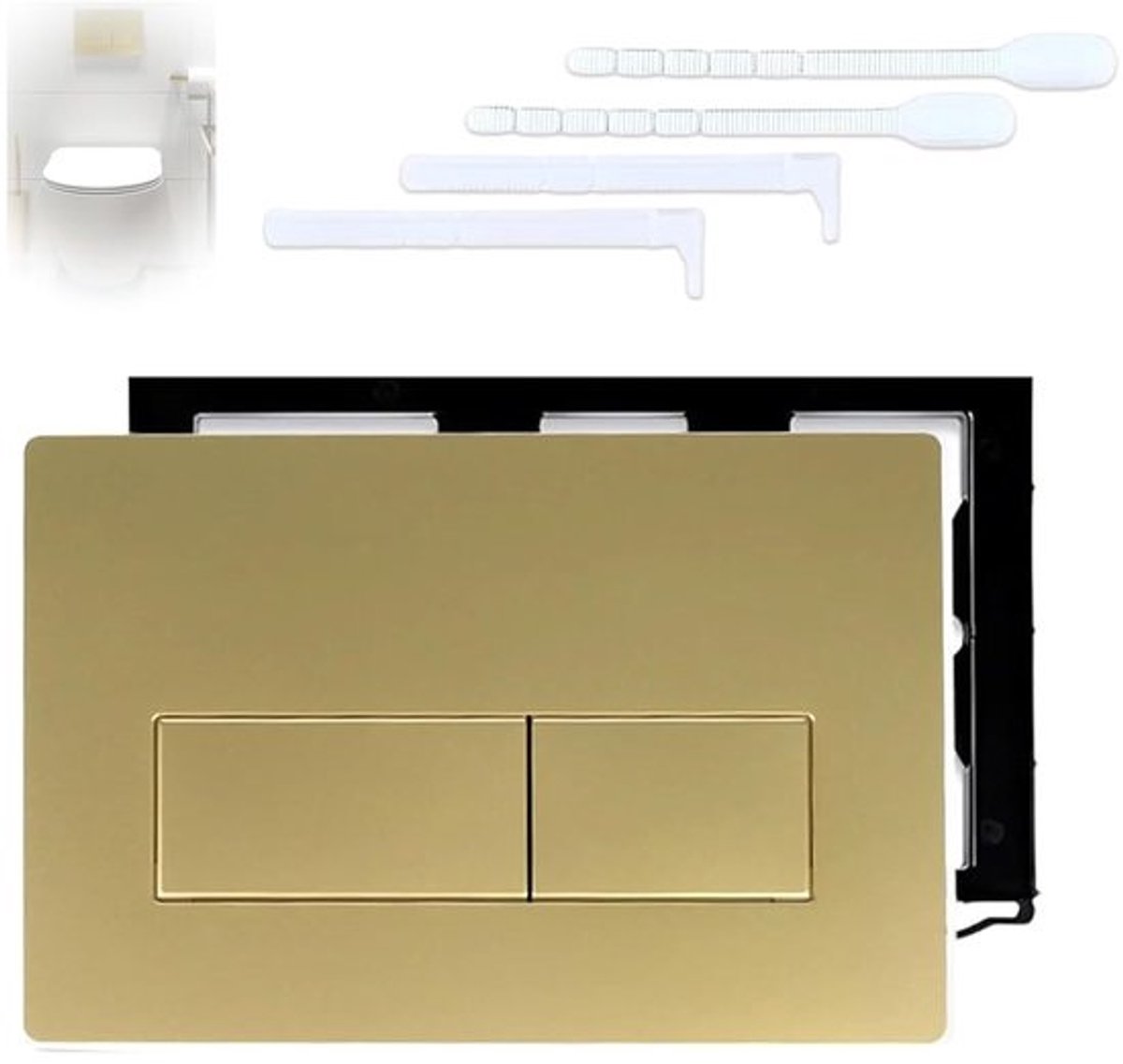 Toiletdrukplaat - Spoelknop - Toilet Spoelen - Dubbele Spoeling - 255 x 17 cm - Goud