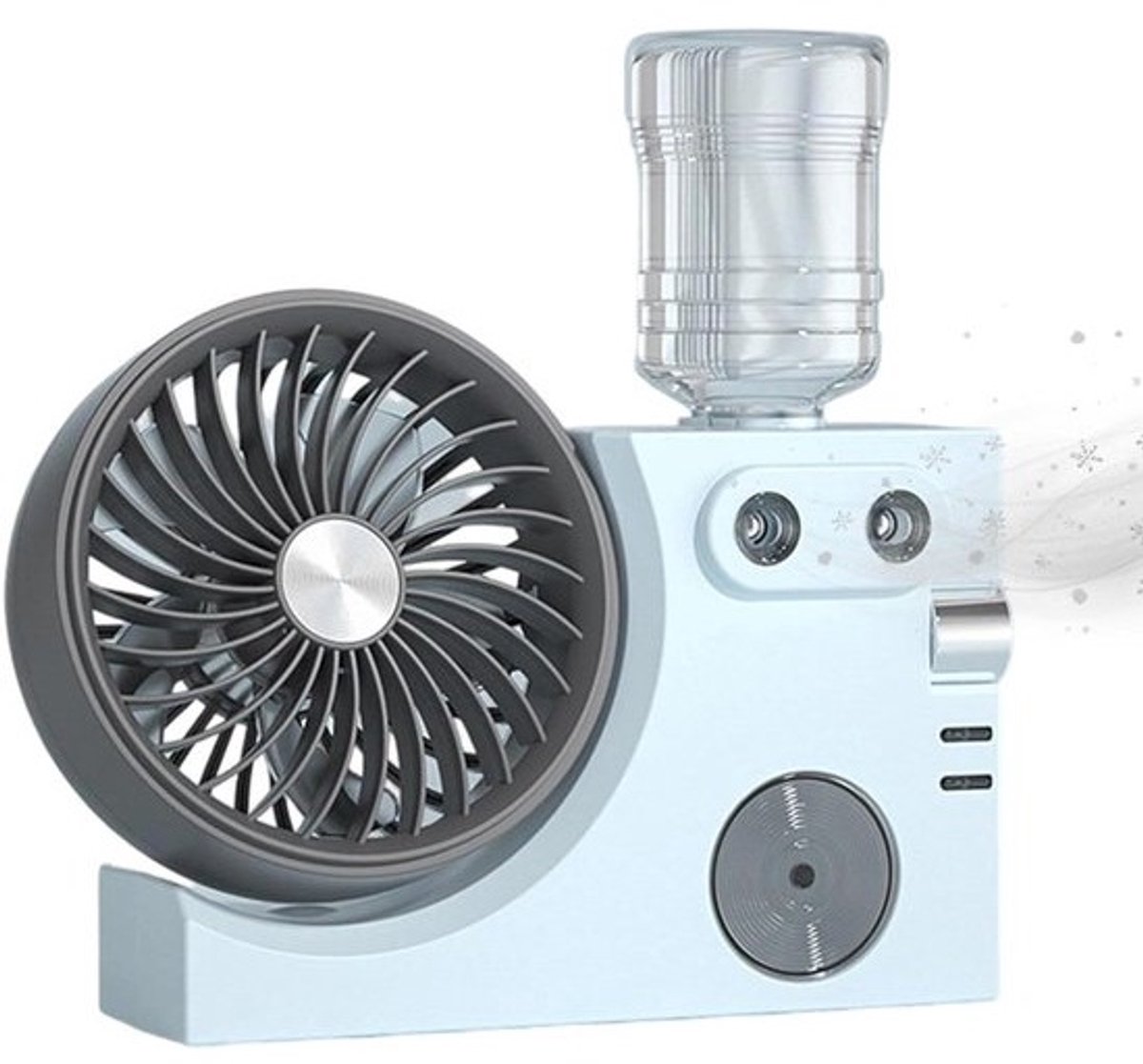 Vernevelingsventilator - Persoonlijke Koeler - Snelle Temperatuurverlaging - Dubbele Nozzles - 7D x 23B x 7H cm - Blauw
